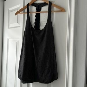 Lululemon Dark Gray tank with black Accent detail on the back Size 8